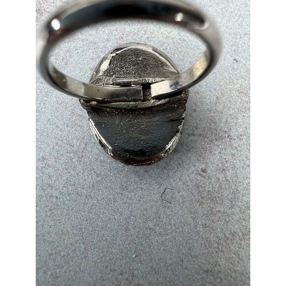 Silver-Tone Ring Beach Sunset Vintage Retro Summer Size 3.7 - Picture 3 of 7
